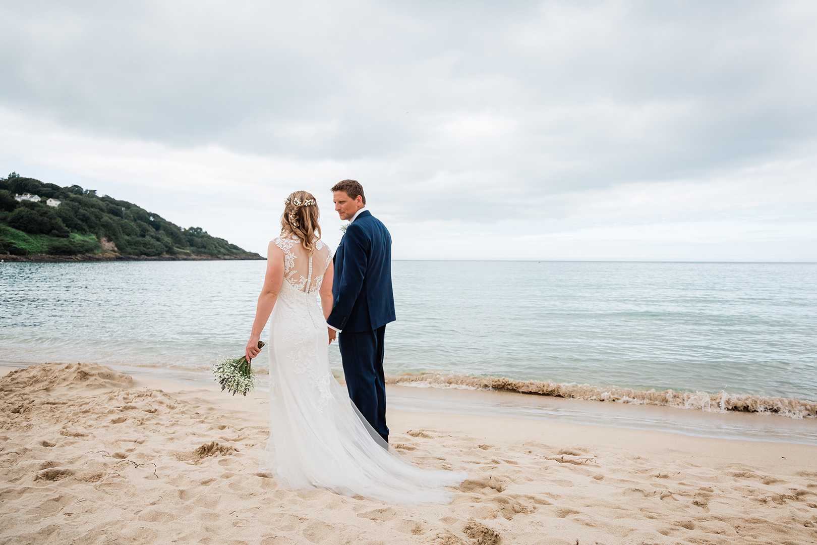 Cornwall Beach Wedding Photography Bride Groom Sea