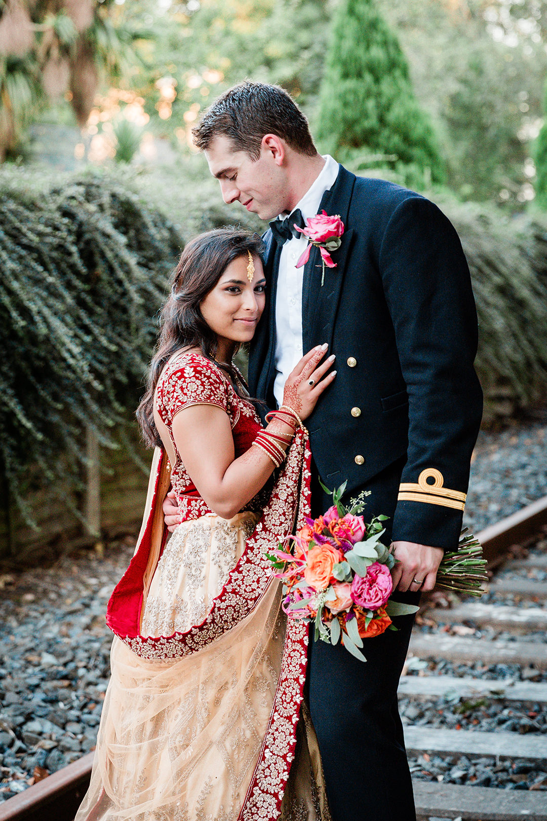 Plymouth Devon Wedding Photographer Bride Groom Portrait Train Tracks